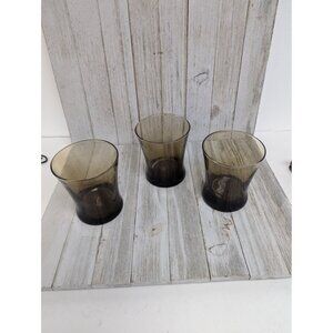 Vintage 3 Anchor Hocking Tumblers Linden Smokey Brown Drinking Glasses